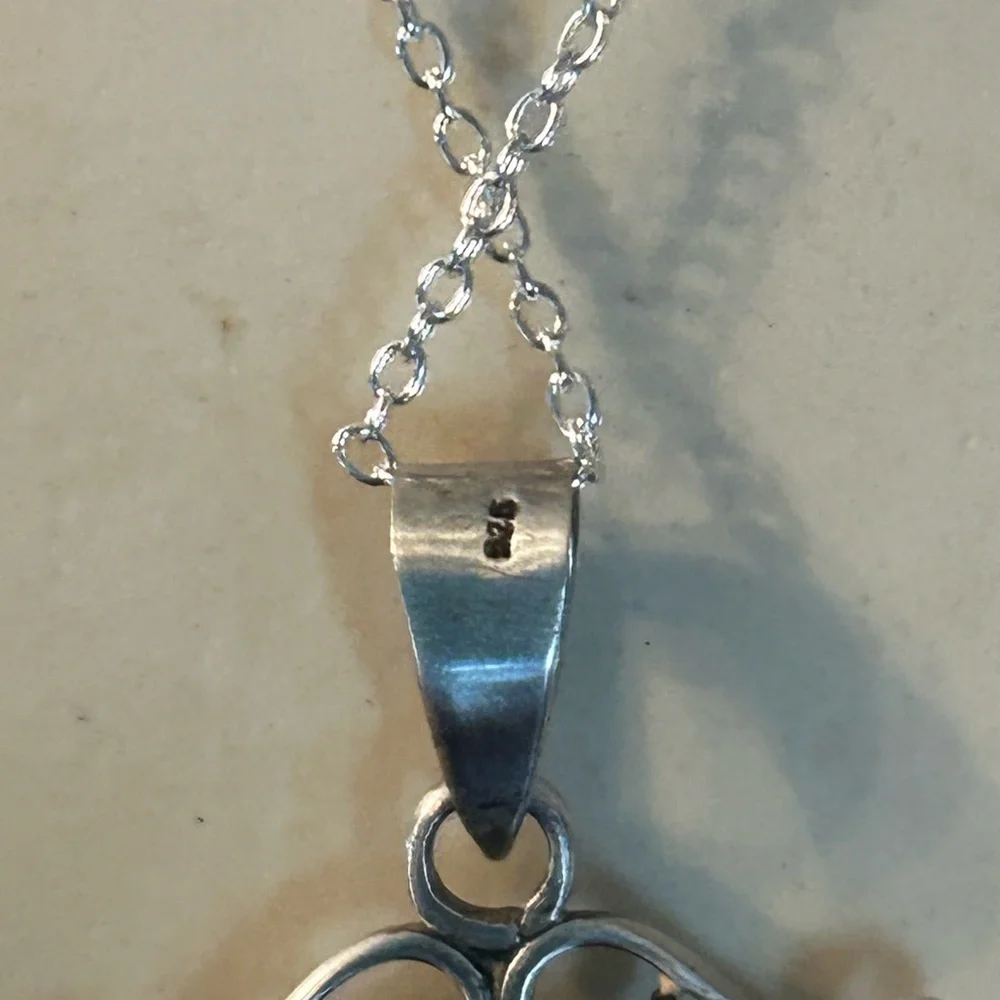 Vintage 925 Blue & White Porcelain Pendant Necklace